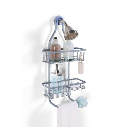 SunnyPoint Sturdy Tubing Structure Bathroom Hanging Shower Head Caddy Organizer (Standard, Grey)