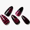 GLAMERMAID Press on Nails Almond,Gothic Black Gel False Nails with Design,24 PCS Glue on Nails,Reusable Acrylic Stick on Nails Tips Manicure Set for Women,Night Family