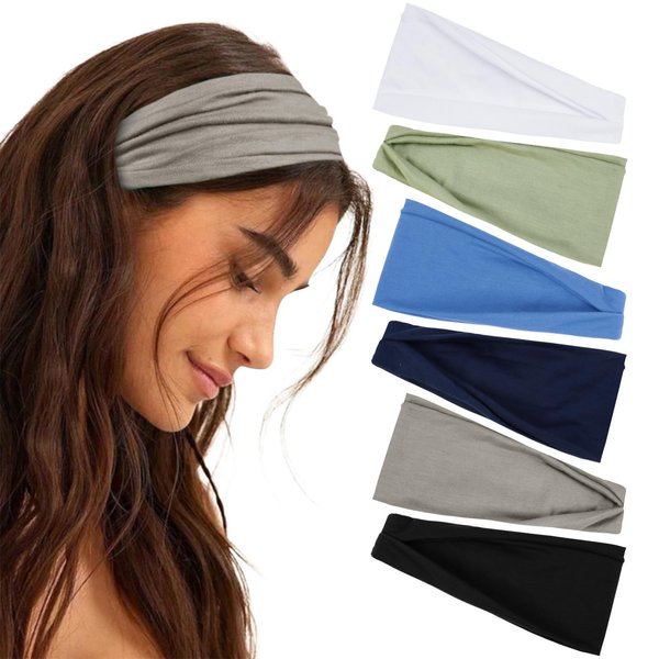 Huachi Non Slip Headbands for Women Women's Headbands Wide Headbands for Women's Hair Fashion Head Band Short Hair for Workout Yoga Sports Exercise Sweatbands Summer Hair Accessories Elastic Hair Band