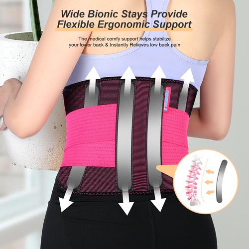 T TIMTAKBO 2.0 Version Plus Size Lower Back Brace for Pain Relief, Back Brace for Lifting at Work, Back Brace for Herniated Disc and Sciatica, Back Support Belt for Women Men(Red, 3XL Fits 48"-57")
