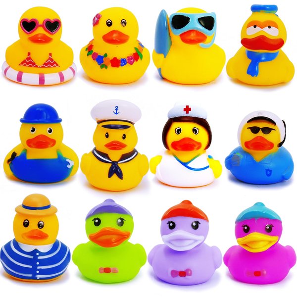 Rubber Ducks Toy Duckies for Kids,Baby Bath Toys, Toddlers Floater Duck Showers Accessories,Classroom Halloween Birthday Showers Time Party Favors Swimming Pool Toy Decoration Gift (12 Pack)