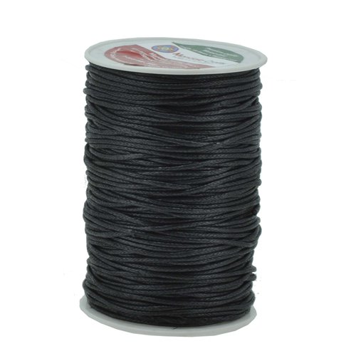 Mandala Crafts Size 2mm Black Waxed Cord for Jewelry Making - 109 Yds Black Waxed Cotton Cord for Jewelry String Bracelet Cord Wax Cord Necklace String