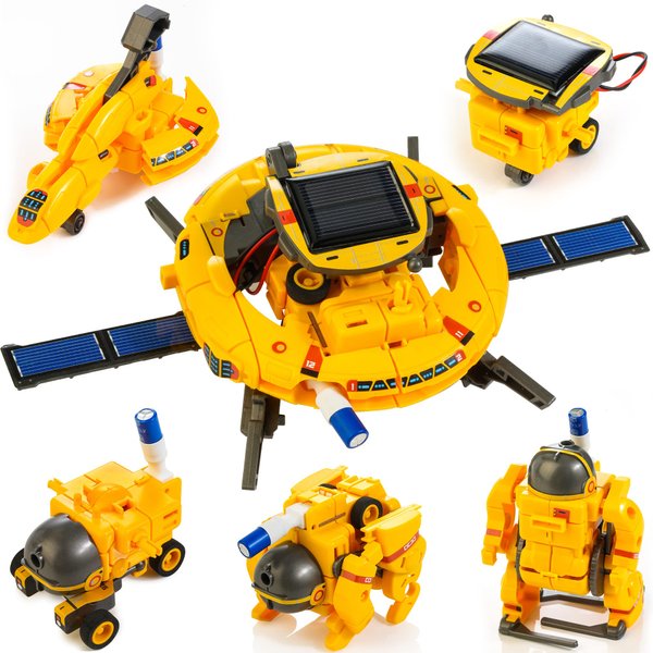 Solar Robot Toys 6 in 1 STEM Projects for Kids Ages 8-12 Science Kits for Boys Girls Solar Power Space Toy Science DIY Gift Educational Experiment Robotics Kit (Yellow)