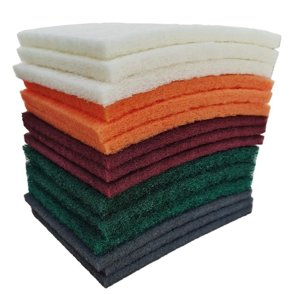 Tonmp 15 Pack 6 x 9 Inch Hand Pads Coarse Medium Fine Superfine 5 Different Specifications Assortment General Purpose Scouring Pad Ideal for Garden Tools and Grills,Automotive Body Tools