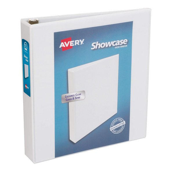Avery Economy Showcase View 3 Ring Binder, 1.5" Round Rings, 1 White Binder (19651)