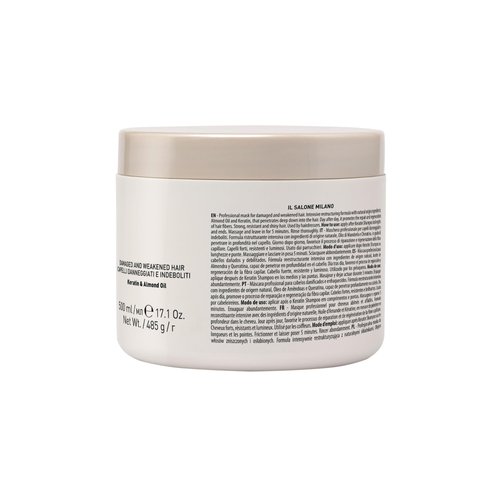 Il Salone Milano Professional Keratin Hair Mask - Damaged Hair Treatment with Almond Oil + Vitamin E to Repair, Nourish and Strengthen Hair Fibers - Premium Quality (300 ml)