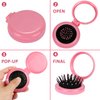 TOSAMZOO 3PCS Folding Travel Hair Brush with Mirror, Mini Comb/Wet Brushes, Compact Purse Pocket Hair Massage Combor for Women and Girls（Pink）