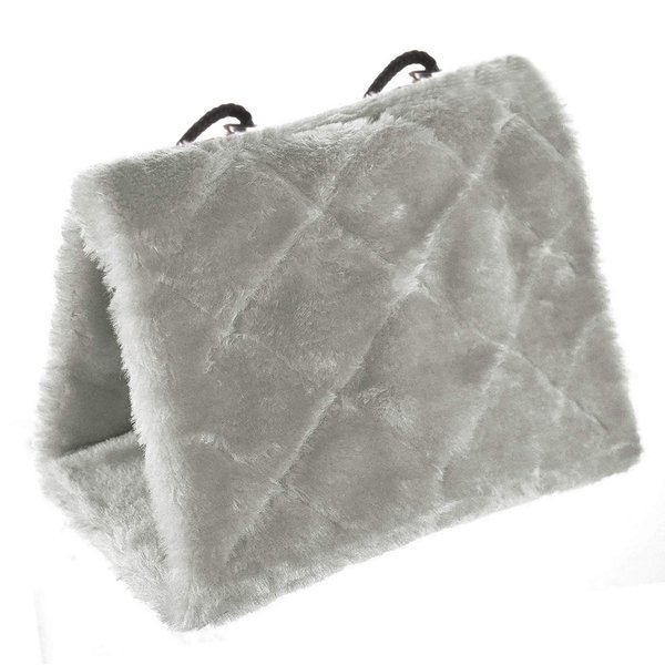 Winter Warm Bird Nest House Shed Hut Hanging Hammock Finch Cage Plush Fluffy Birds Hut Hideaway for Hamster Parrot Macaw Budgies Eclectus Parakeet Cockatiels Cockatoo Lovebird (M, Grey)
