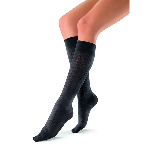 JOBST soSoft, Knee High Compression Socks, Brocade, 20-30 mmHg, Black, XL