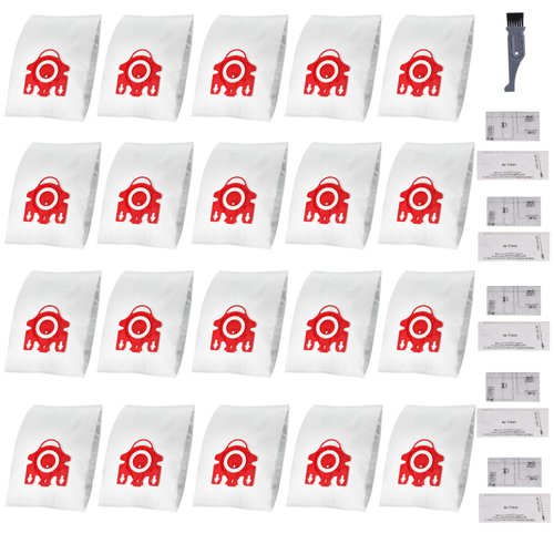 I-clean 20Packs Type FJM Miele Vacuum Bags,Replacement Miele AirClean 3D Efficiency Compatible Miele Canister Vacuum Cleaner Dust Bags,5pcs Motor Protection Filters & 5pcs Air clean Filter