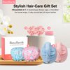 RosyReeds Hair Care & Accessories: 2PCS Microfiber Hair Towel Wrap, Super Absorbent for Women Curly Long Hair Drying; 2PCS Shower Cap Reusable Waterproof, Dual Layer; 8PCS Satin Scrunchies & Hair Ties