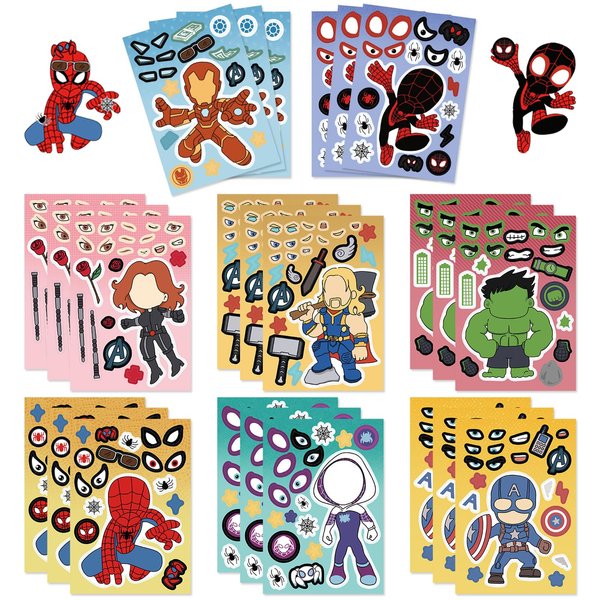 MAXSNOW 24 Sheets Make Your Own Stickers, Make Cartoon Character, Make a Face Stickers, Classroom Rewards, Themed Art Craft Party Supplies (Orange)