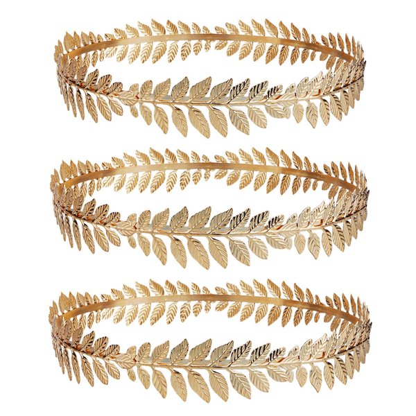3 Pcs Leaf Headband Roman Goddess Crown Hair Hoops Golden Leaves Headpiece Hairband Hair Bands Women Bridal Cosplay Costume Dress Up Christmas Halloween Wedding Holiday Birthday Party Accessories