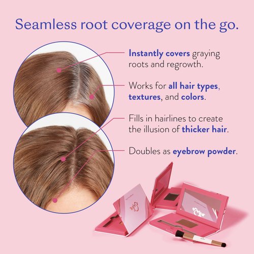 eSalon Root Touch Up + Brow Powder, Conceal & Cover (Dark Blonde) - Hairline Powder for Women - Scalp Concealer & Filler for Thinning & Gray Hair Coverage - Creates Thicker & Fuller-Looking Hair