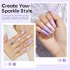 modelones Purple Glitter Gel Nail Polish Set, 6 Colors Shimmer Violet Mermaid Gel Polish Cat Eye Sparkle gel nail Soak Off Led Summer Nail Gel Polish for Women Girl DIY Nail Art Gift
