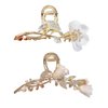 Leadigol 2PCS Elegant Ginkgo Biloba Hair Claw,Tulip Shark Clip Metal flowers Hair Clip Sweet Ponytail Claw Clip for Women