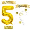 40 Inch Gold Number Balloons, Helium Mylar Foil Number Balloons for Birthday, Number 5 Balloon for 5st Birthday Decorations for Kids, Anniversary Party Decorations Supplies