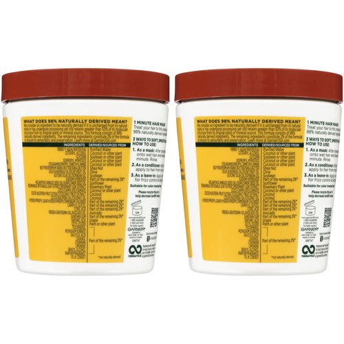 Garnier Fructis Nourishing Treat 3-in-1 Hair Mask (Mask + Conditioner + Leave-In) with Coconut for Dry Hair, 13.5 Fl Oz, 2 Count (Packaging May Vary)