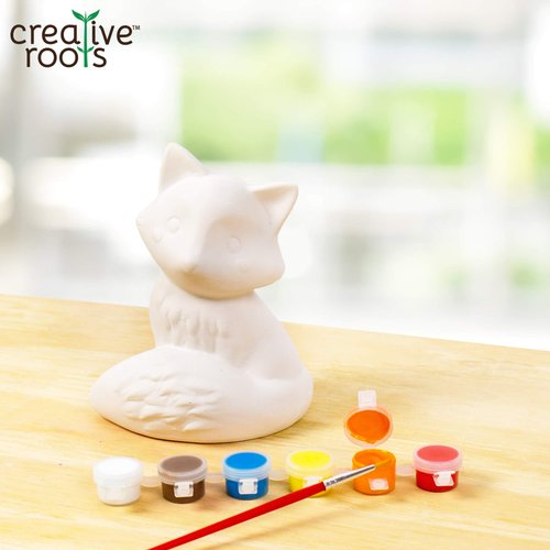 Creative Roots Paint Your Own Fox, DIY Fox, Kids Painting Set, Creativity for Kids, Ceramic Painting Kit for Kids, Ceramics to Paint, Paint Your Own Ceramic, Ages 5+