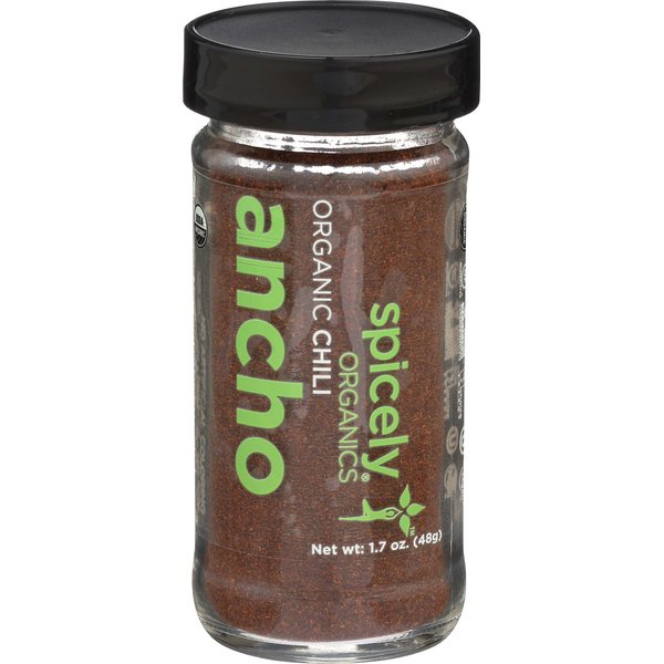 Spicely Organic Chili Ancho Powder 1.70 Ounce Jar Certified Gluten Free