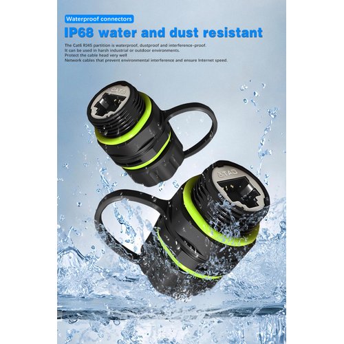 Duttek Waterproof RJ45 Coupler, IP68 Ethernet Connector for Outdoor/Industrial Use, Cat6/Cat5e Female to Female Coupler, Shielded Panel Mount Network Adapter 2 Pack