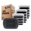 Freshware Meal Prep Containers 15 Count (Pack of 1) Compartment Food Storage Containers with Lids, Bento Box, BPA Free, Stackable, Microwave/Dishwasher/Freezer Safe (28 oz) (Color May Vary)