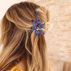 BARTOSI Copper Wire Flower Hair Claw Clips Blue Handmade Beaded Hair Clip Floral Hair Claw Clamps Hair Accessories for Women