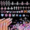 320Pcs 10Styles 3D Nail Gems and Rhinestones, Assorted 3D Nail Art Charms, Pink Planet Snake Cross Nail Rhinestones Charms, Mix Pink Butterfly Heart Bows Charms for Nails, Nail Art DIY Accessories