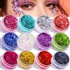 Teenitor Face Glitter Body Glitter Makeup Glitter Gel Hair Glitter, 12 Colors Body and Face Glitter Gel, Star Glitter for Face, Body, Hair, 10g/Color