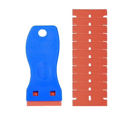 CANOPUS Plastic Scraper with 10 Plastic Razor Blades, Sticker Remover, Scraper Tool for Kitchen, Window, Glass, Decals, Labels, Stove Top, Paint