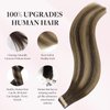 MAXITA Tape in Hair Extensions Human Hair 14inch 50g 20pcs Chocolate Brown to Caramel Blonde Real Human Hair Extensions Seamless Hair Extensions Remy Silky Straight Hair Extensions