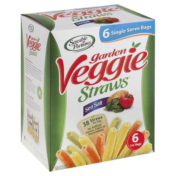 Sensible Portions Straw Veggie Pack Single Sea salt, 1 oz (Bag of 6)