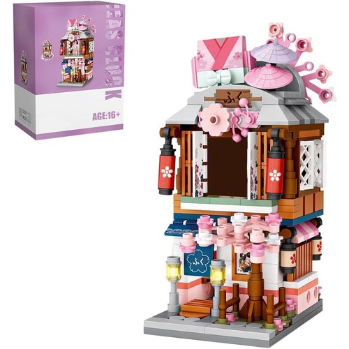 YILETKC Japanese Street View Kimono Shop Building Kits, 418 PCS Modular House Building Set Mini DIY Building Model Set, Architecture Modular Construction Set Gift for Adults and Teens