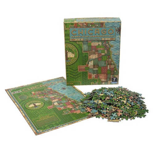 Prairie Style Stained Glass Neighborhood Map 1000 Piece Puzzle | Puzzles for Adults 1000 Piece | Chicago Gift | Chicago Map | Chicago Picture
