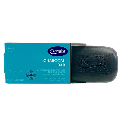 Dermisa Charcoal Bar | Natural Gentle Cleansing Bar | Contains Activated Charcoal, Coconut Oil, Shea Butter, Vitamin C & Licorice | NO PARABENS | 3 OZ (1-Pack)