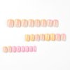 MERVF Square Press on Nails Short Fake Nails French Tip Squoval Glue on Nails Press ons Orange Acrylic Nails Artificial Pink 24pcs Glossy False Nails with Design