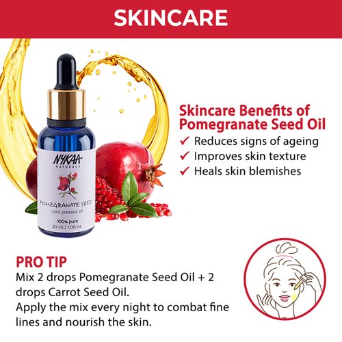 Nykaa Naturals 100 Percent Pure Cold Pressed, Pomegranate Seed, 1.01 oz - Face Oil and Body Oil to Improve Skin Texture - Hair Oil for Damaged Hair