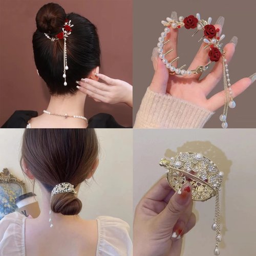 2PCS Flower Ponytail Hair Accessories Hair Claws Clip French Style Hair Barrette Non Slip Jaw Banana for Women 041