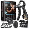 NIYIKOW Grip Strength Trainer Kit (5 Pack), Counting Grip Strength, Adjustable Hand Grip Strengthener, Finger Trainer, Finger Stretcher, Grip Ring & Stress Relief Grip Ball with Carry Bag - Black
