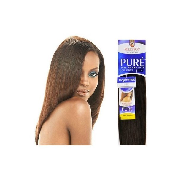 PURE YAKY WEAVE 18" - MilkyWay 100% Human Hair Weave Extensions #1B
