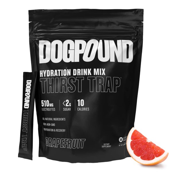 DOGPOUND Thirst Trap | Hydration Supplement | Electrolyte Drink Mix for Workout & Nightlife Recovery | Grapefruit | 10 Calories | 30 Easy Open Sticks