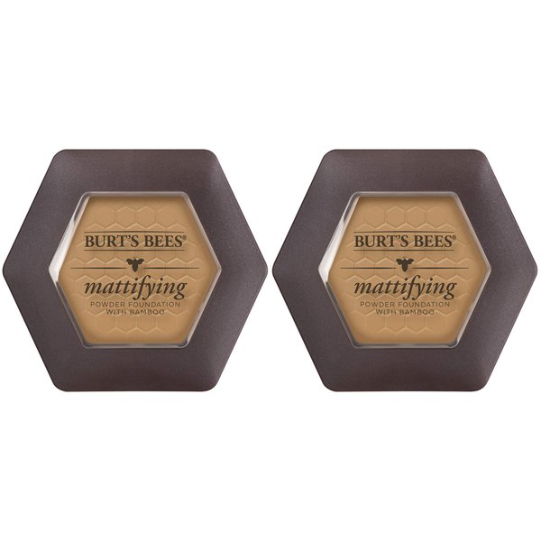 Burts Bees 100% Natural Mattifying Powder Foundation, Nutmeg - 0.3 Ounce (Pack of 2)