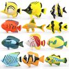 HAPTIME 12PCS Tropical Fish Toys Set, Pastic Cute Sea Life Creatures Learning Educational Toy Party Favors & Christmas Gifts for Boys, Girls, Kids