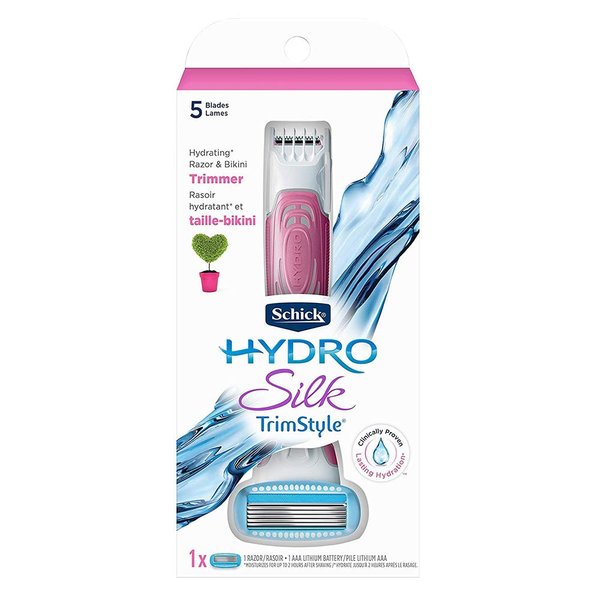 Schick Hydro Silk TrimStyle Moisturizing Razor for Women with Bikini Trimmer,1 Count