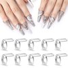 Noverlife 10PCS Wudu Nail Rings for Acrylic Nails, Size Adjustable Fingernail Rings No Adhesive, Reusable Halal Nail Ring Set, Daily Wear Non-Tarnish, Silver Metal Ring for Press on Nails with No Glue
