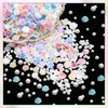 600Pcs Flower Nail Charms and Flatback Pearls,Mixed Size 3D Rose Flowers Nail Charms for Acrylic Nail Supplies Design,White Half Pearls for Nail Jewelry DIY Crafts Nail Art Decoration Accessories