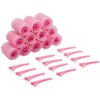 Glamlily Hair Rollers, 48 Piece Set Self-Grip Pink Hair Curlers in 3 Sizes with Duck bill Clips - Heat Free Hair Volumizing Rollers for Natural Hair, Wigs, Extensions