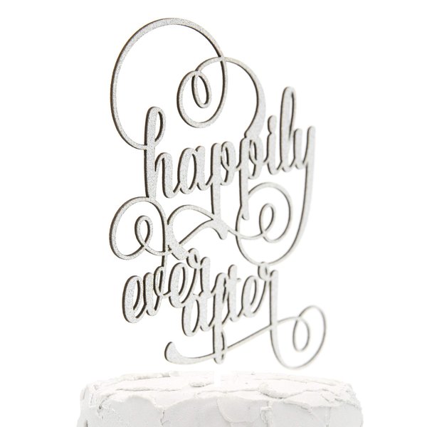 NANASUKO Wedding Cake Topper - happily ever after - Double Sided Silver Glitter - Premium quality Made in USA