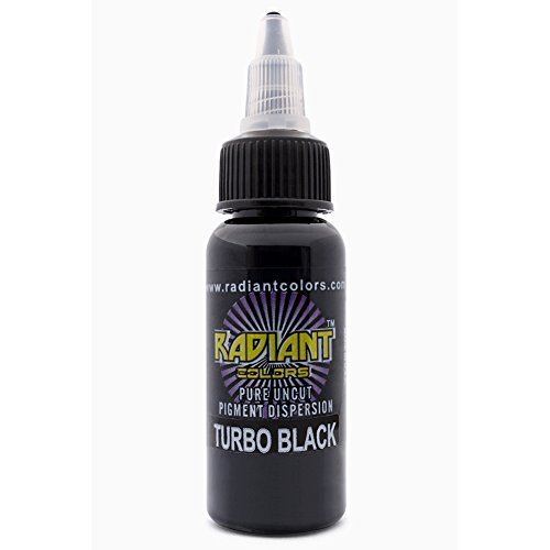 Radiant Colors Tattoo Ink Professional Tattooing Inks Fluid Vegan Pigments 1 oz One Ounce Turbo Black