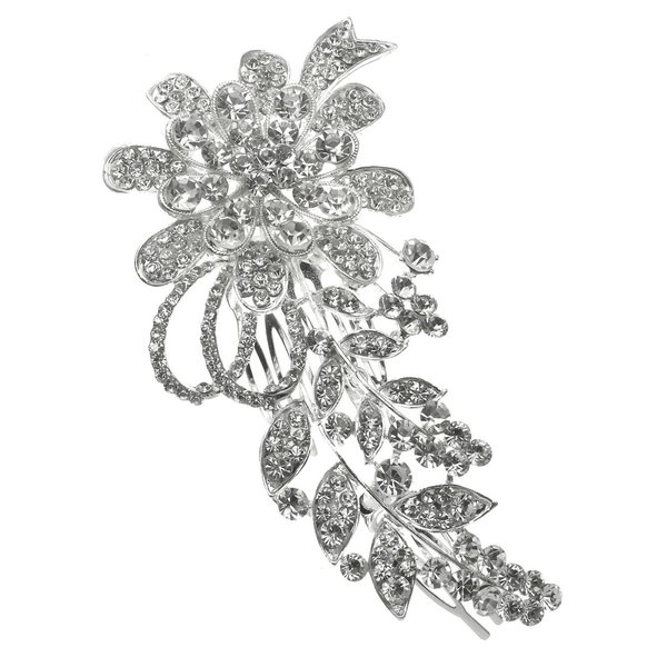 DivaDesigns Bridal Crystal Flower Hair Piece Hair Comb Crystal Clear
